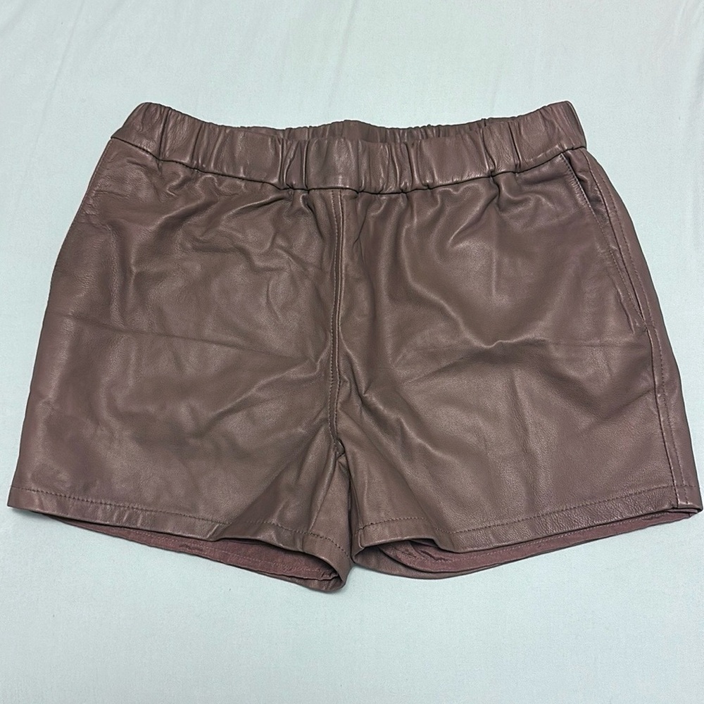 Gold Hawk Small Genuine Lambskin Shorts in Taupe
